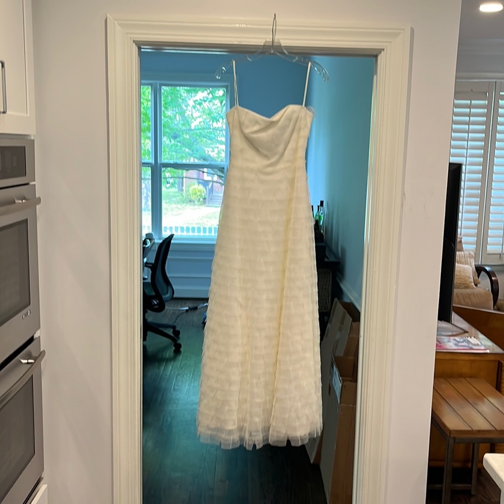 BCBG long strapless dress. Formal. White